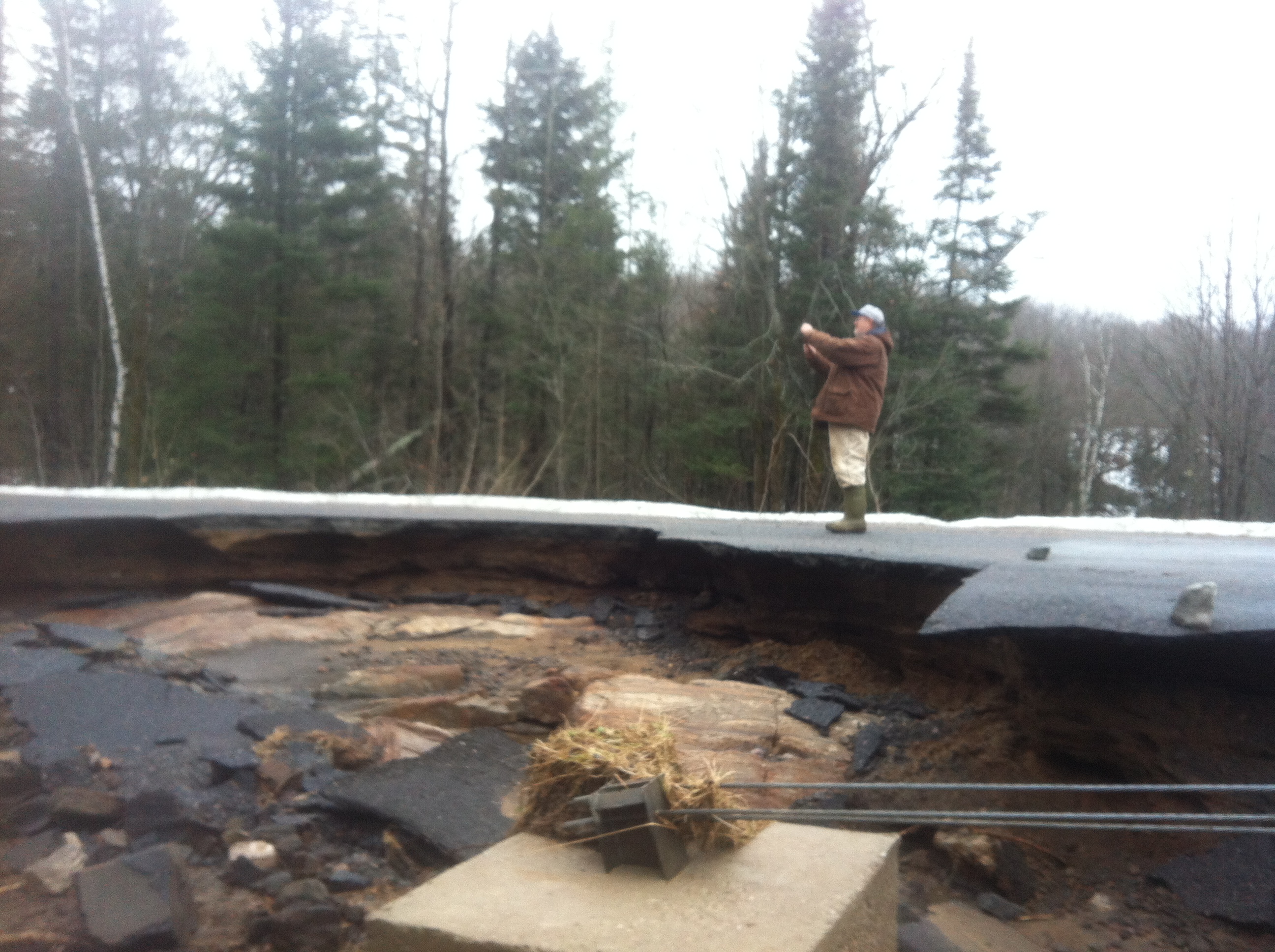 Surveying flood damage to Bunny Trail, November 2014